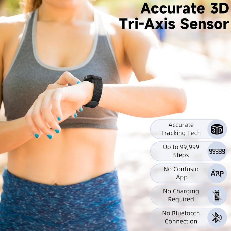 UTrak 3D Pedometer Watches for Walking, Simple Step Counter Watches with Magnetic Watch Band, Waterproof Step Tracker Watches with Magnetic Watch Strap for Men Women Kids Senior - Image 3